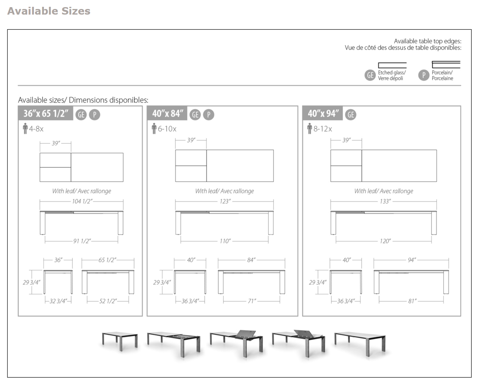 empire table extension table dimensions