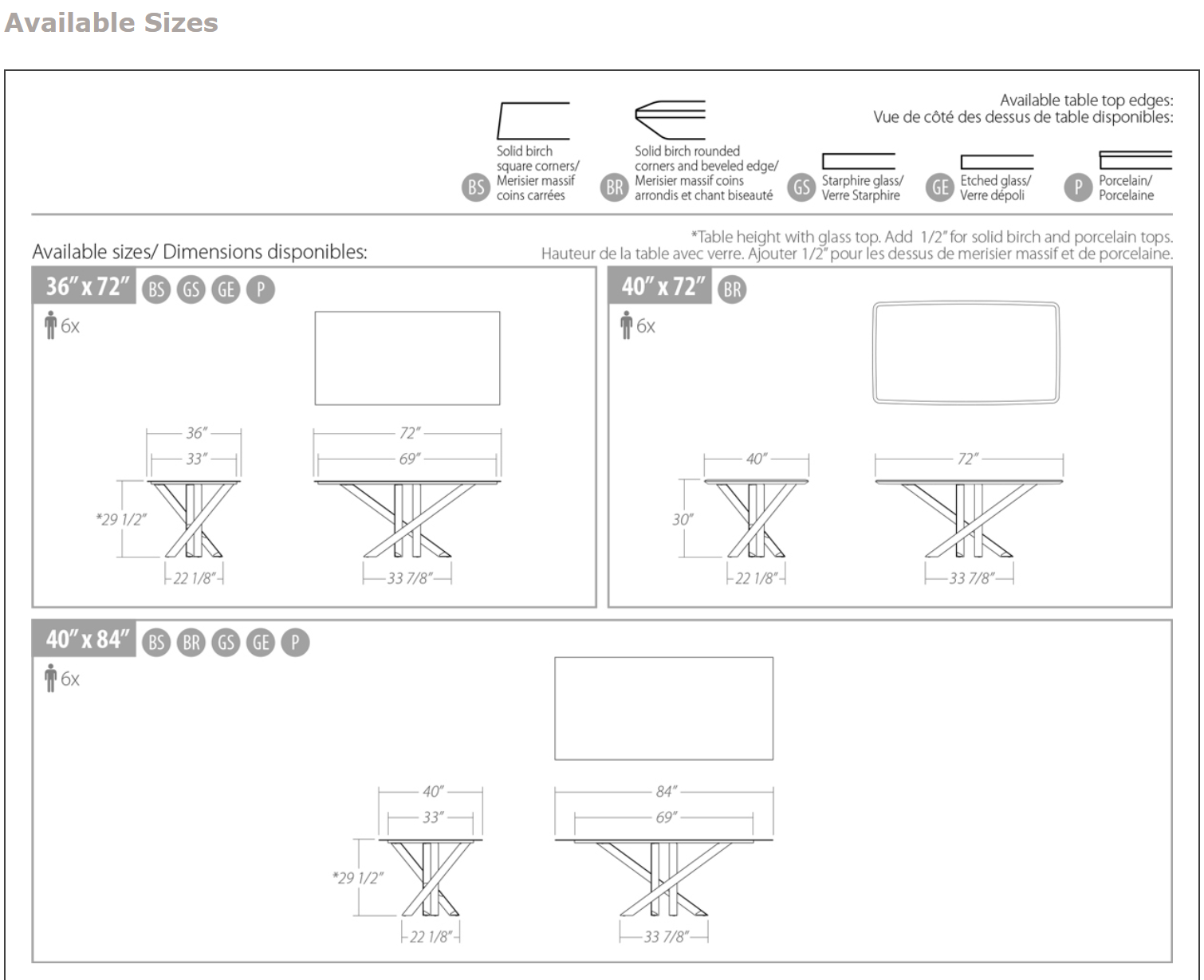 Spirit dimension sheet