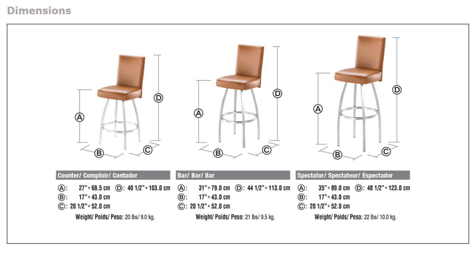 nicholas stool dimension sheet