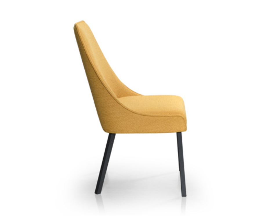 yellow fabric modern style dining chair with metal legs