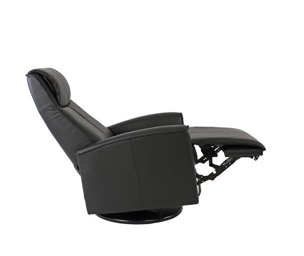 dark grey recliner reclined 