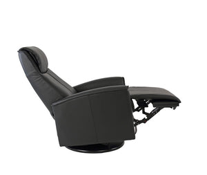 dark grey recliner reclined 